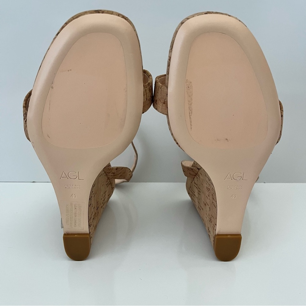 AGL Demi Ankle Strap Cork Wedge Sandal in Natural NEW - Picture 13 of 14